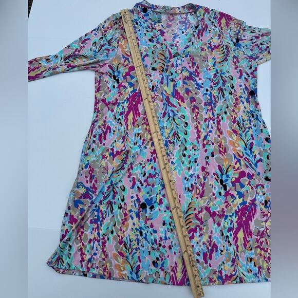 Blush Floral Long Sleeve Dress Women’s Size Large L Transitional Spring Beachy - Picture 8 of 11